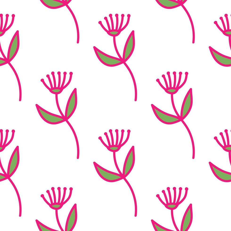 Hand drawn simple cute flower seamless pattern. Abstract floral wallpaper. vector