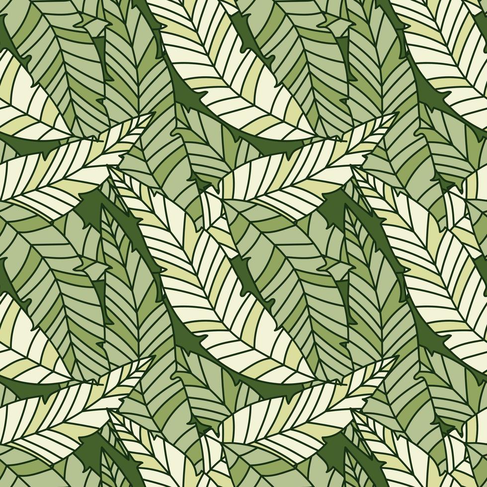 Linear tropical palm leaves seamless pattern. Exotic botanical texture. vector