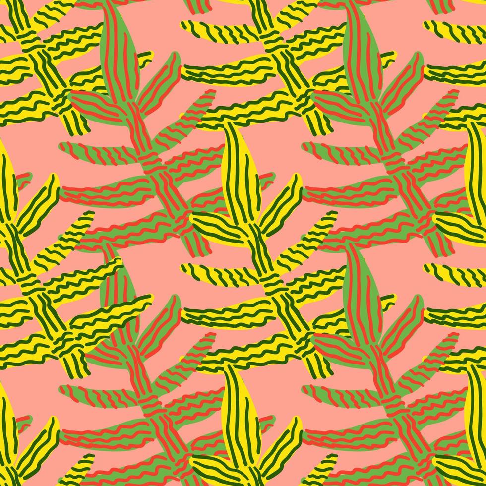 patrón impecable con extrañas hojas tropicales. Papel tapiz interminable de plantas de hojas contemporáneas. fondo floral abstracto. vector