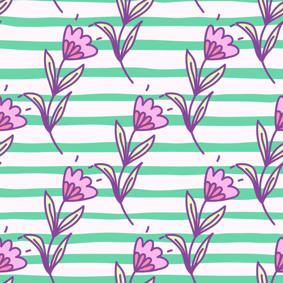 Cute flower seamless pattern in stylized folk style. Hand drawn elegant botanical background. vector