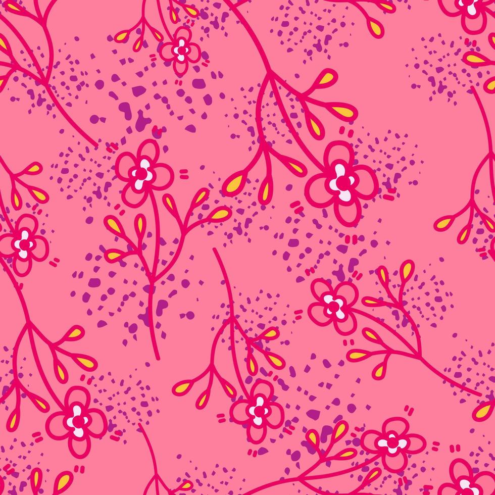 Hand drawn vintage flower seamless pattern. Simple floral wallpaper. vector