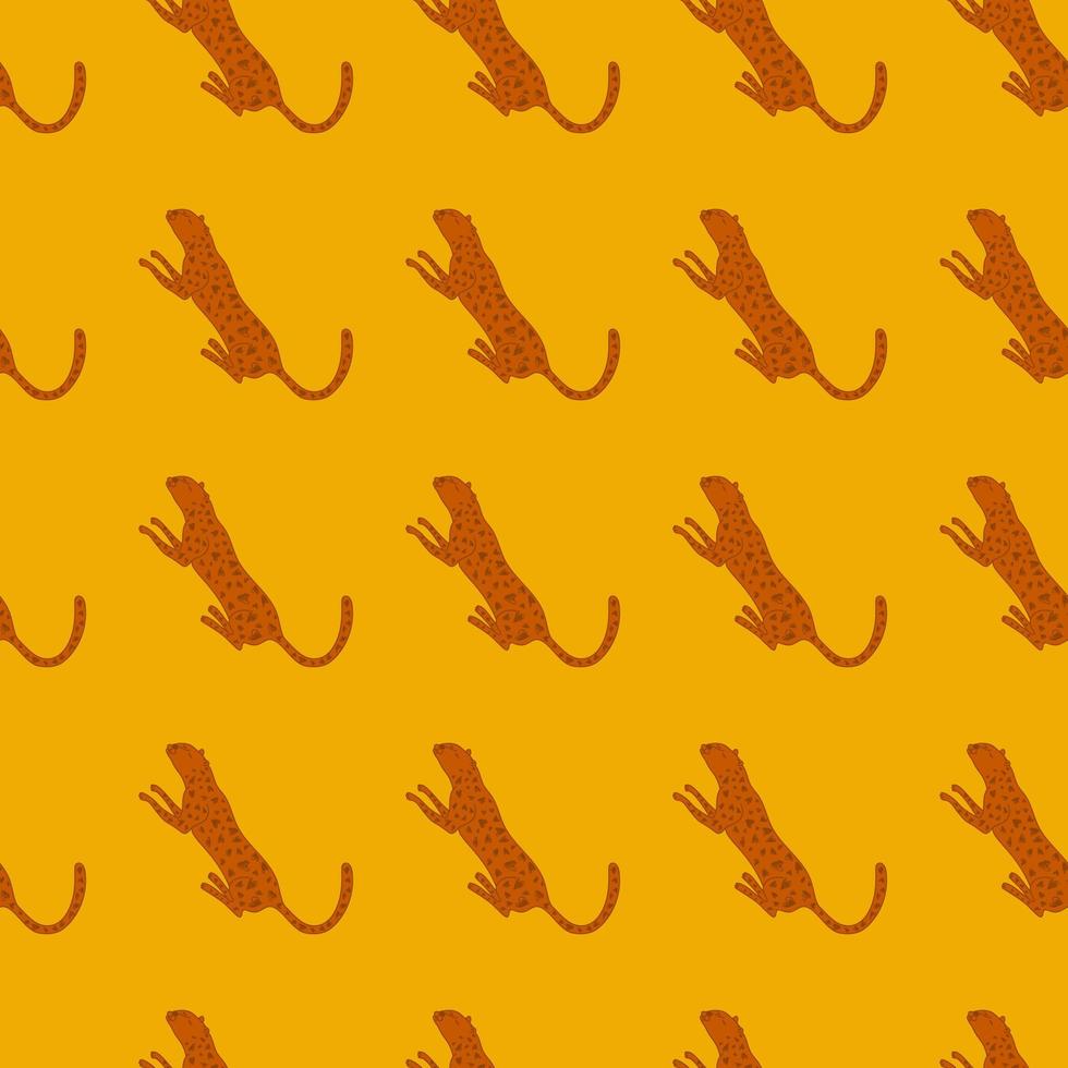 Doodle cheetah seamless pattern. Hand drawn cute leopard endless wallpaper. Wild animals background. vector