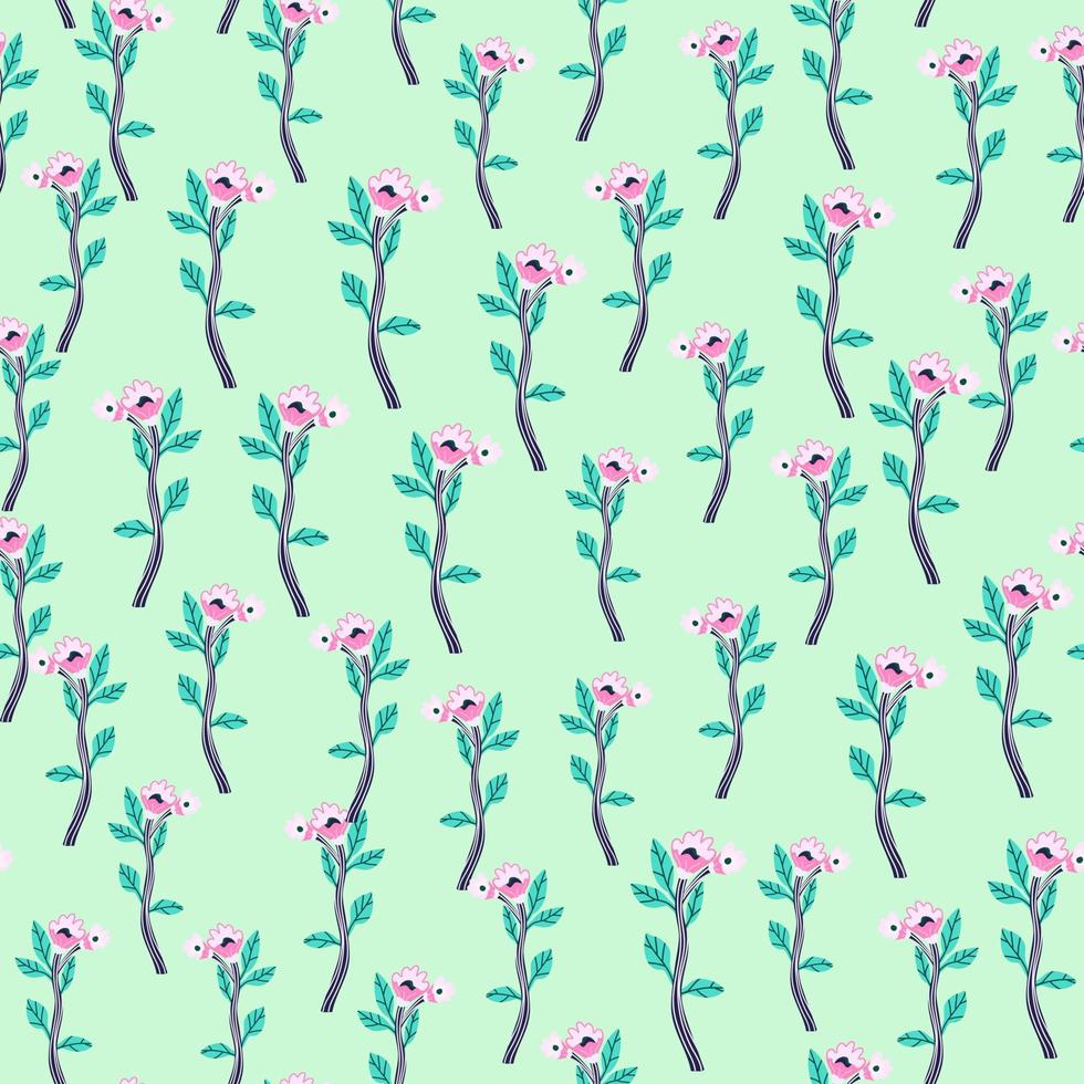 Abstract flower seamless pattern. Creative floral wallpaper. Naive art style. vector