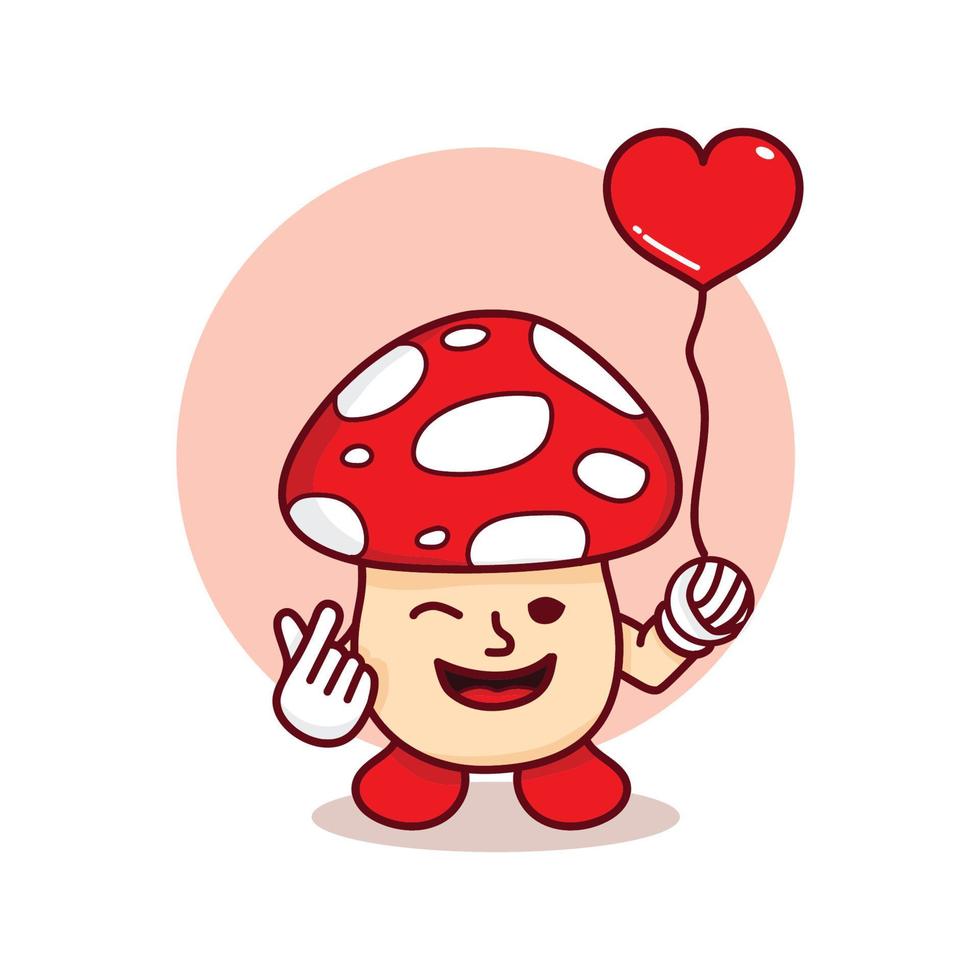 Love Mushroom Mascot Icon Vector