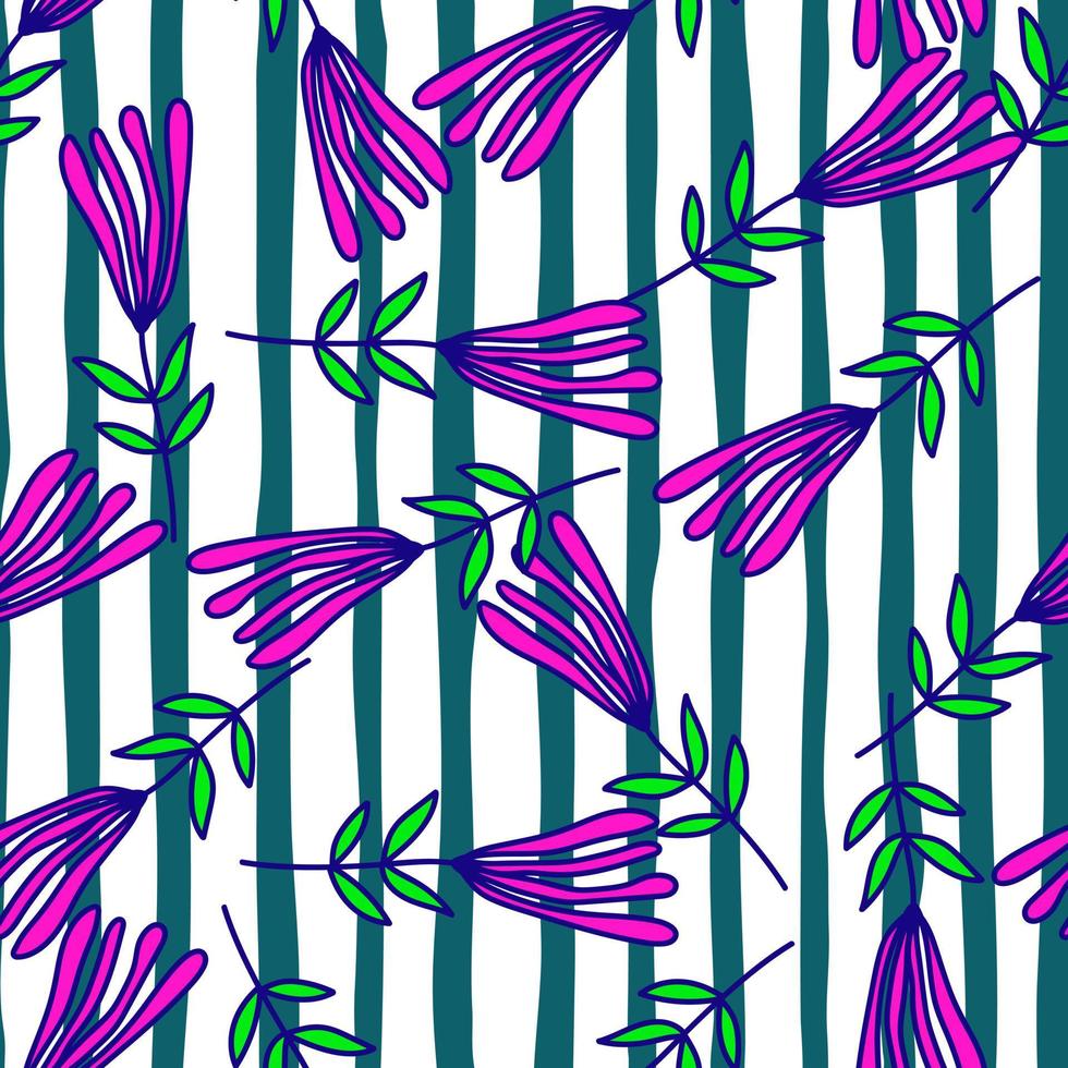 patrón sin costuras de flores. papel tapiz floral abstracto. estilo de arte de fideos. Lindas plantas interminables telón de fondo. vector