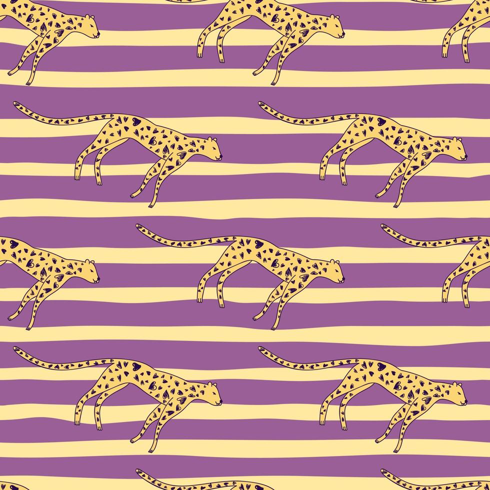 patrón sin costuras de leopardo lindo dibujado a mano. Doodle Cheetah fondo de pantalla sin fin. vector