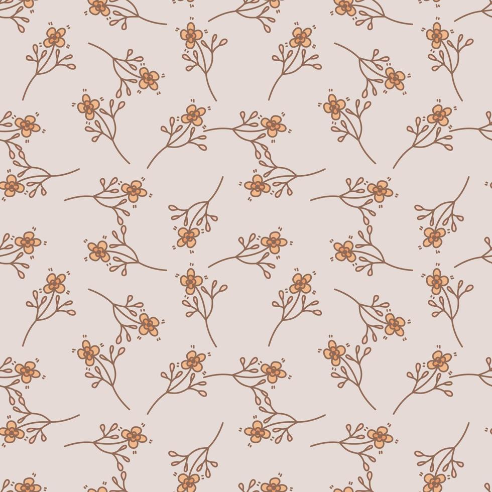 Hand drawn vintage flower seamless pattern. Simple floral wallpaper. vector