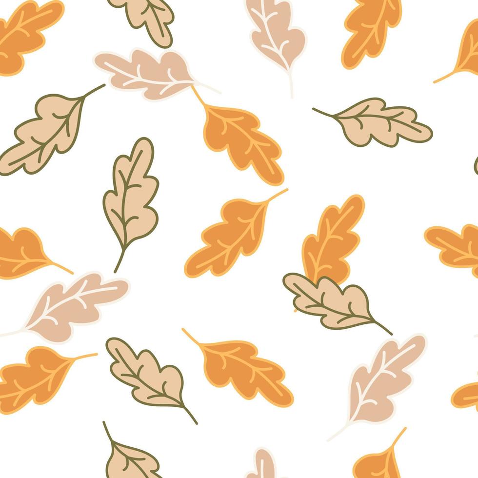 Simple outline oak seamless pattern. Foliage backdrop. Nature wallpaper. vector
