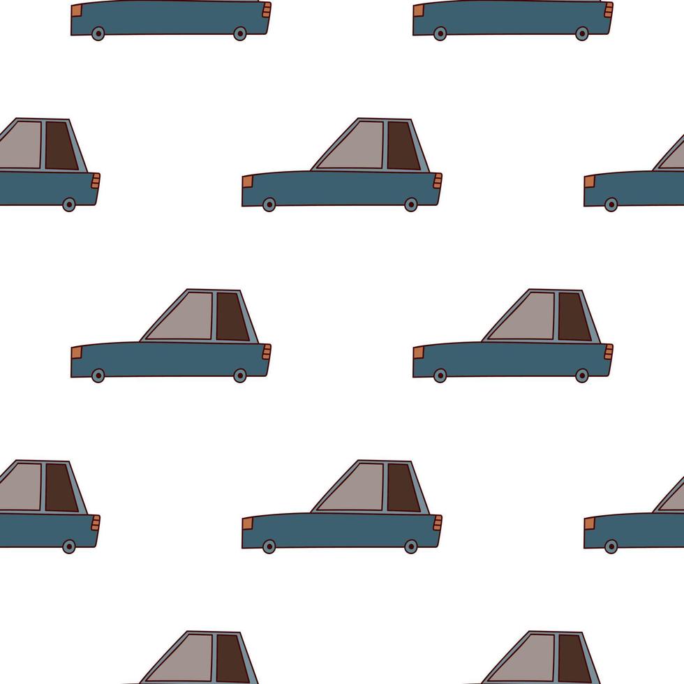 Doodle cars seamless pattern. Transport wallpaper. Kids automobile background. vector