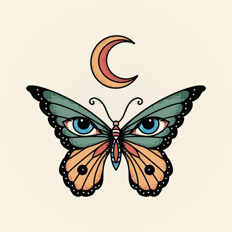 hermosas mariposas doradas con patrón de ojos vector