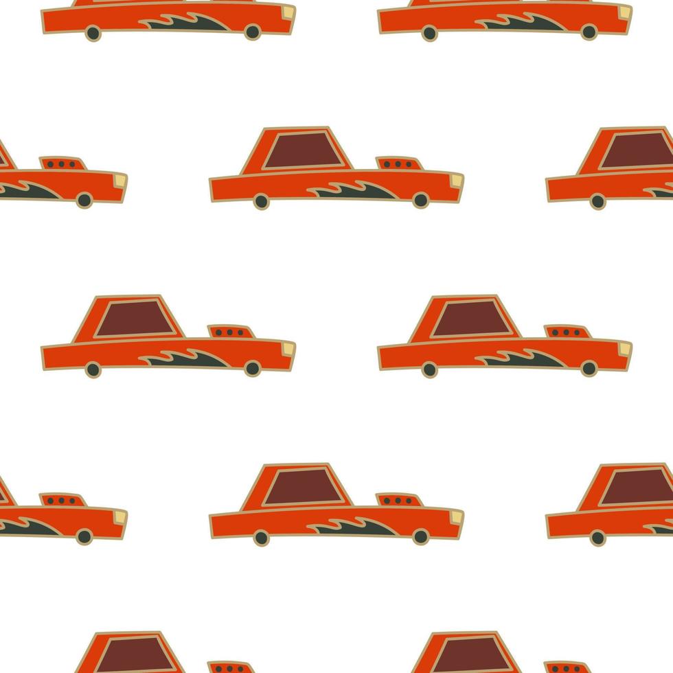 Hand drawn sportcar seamless pattern in doodle style. Transport wallpaper. vector