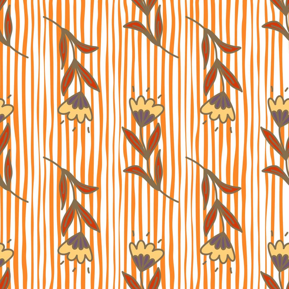 Cute flower seamless pattern in stylized folk style. Hand drawn elegant botanical background. vector