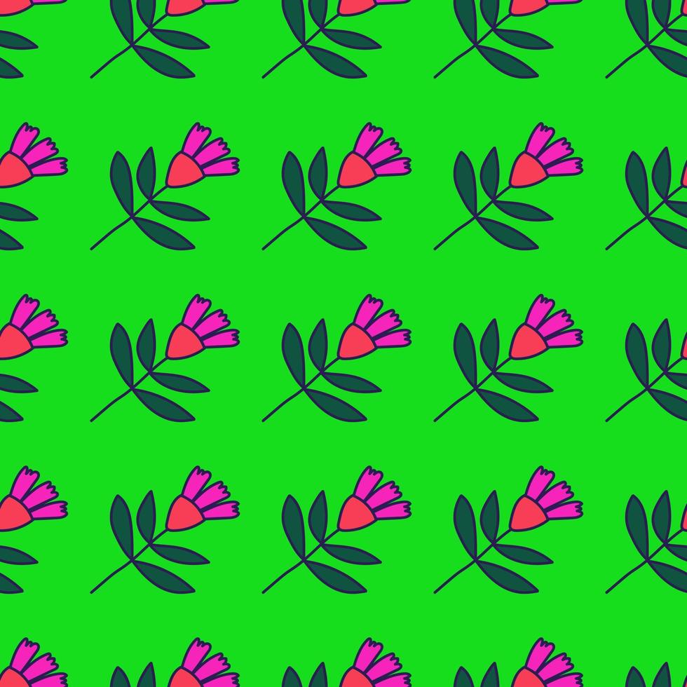 Flower seamless pattern in naive art style. Abstract simple floral wallpaper. vector