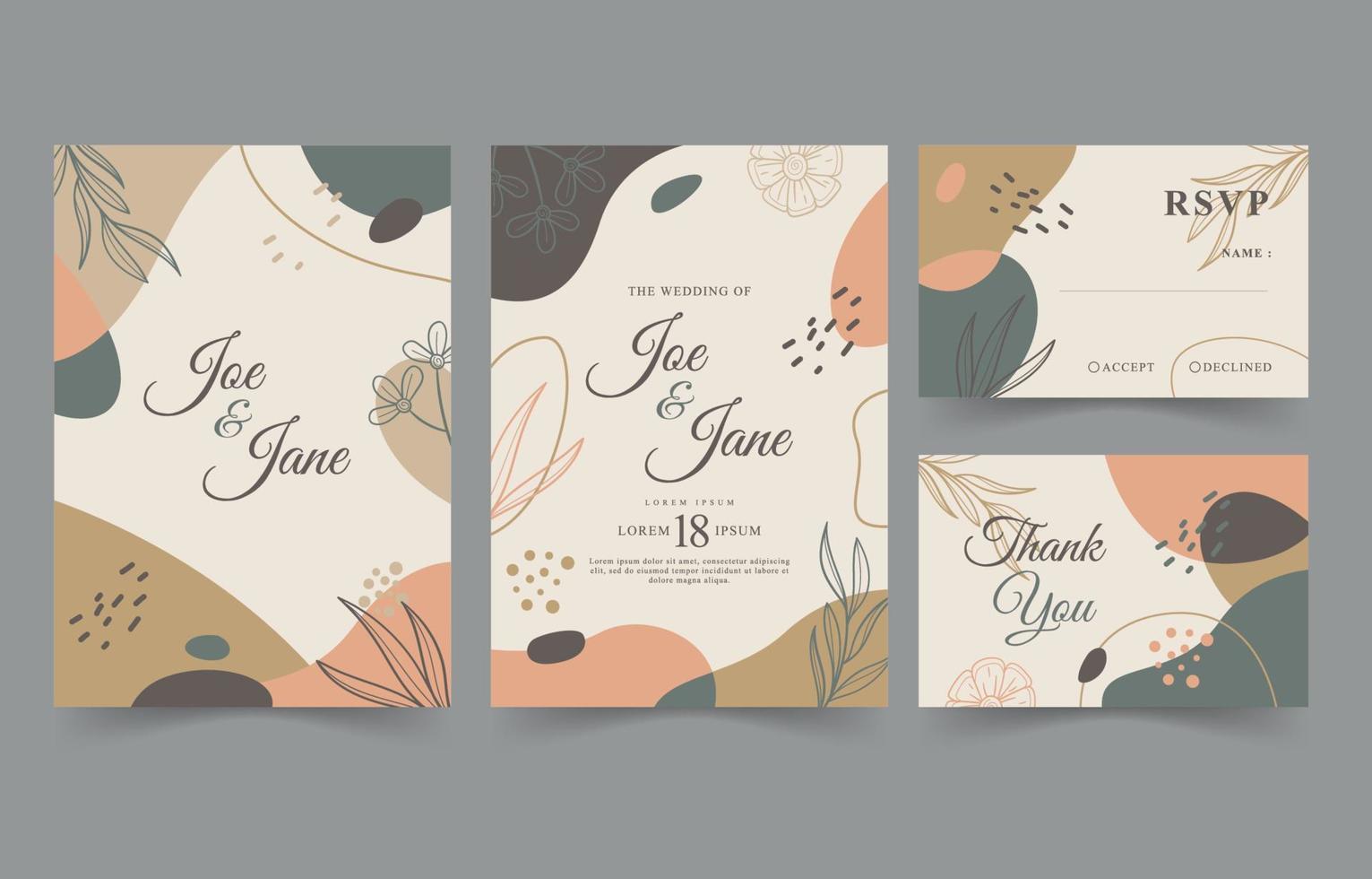 Earthy Toned Wedding Invitation Template vector