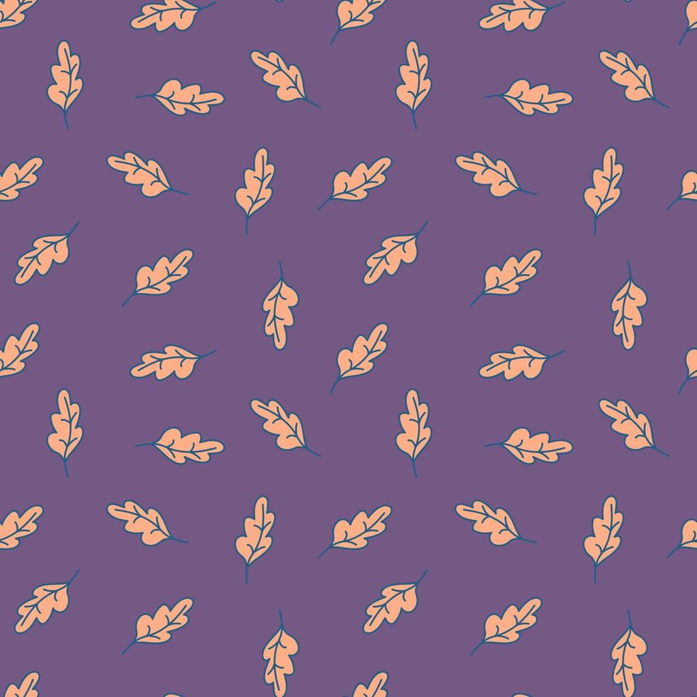 Simple outline oak seamless pattern. Foliage backdrop. Nature wallpaper. vector