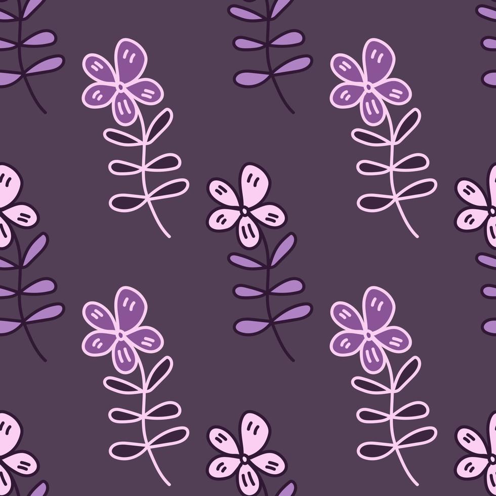 Simple outline flower seamless pattern. Floral wallpaper. vector