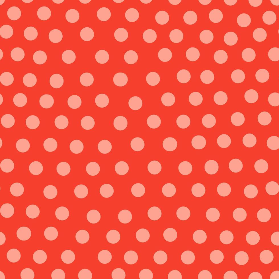 Abstract polka dot seamless pattern in red color. Hand drawn circle shapes wallpaper. vector