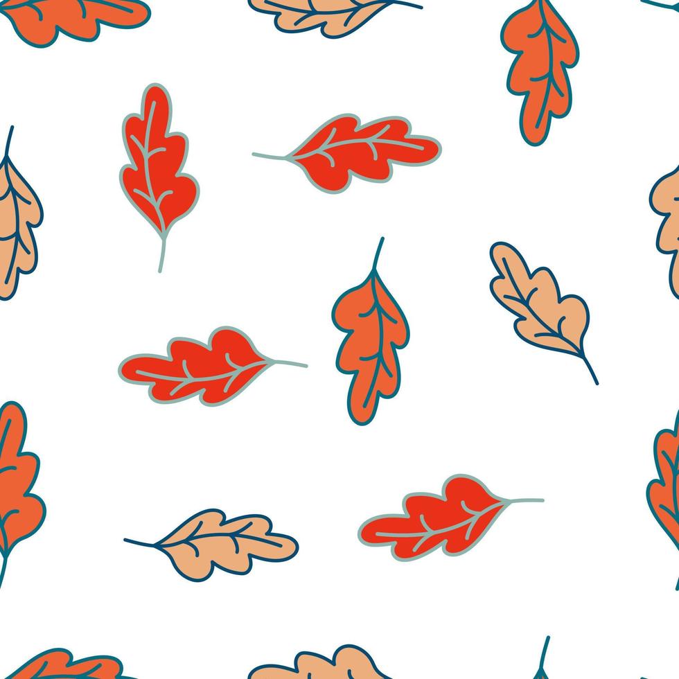 Simple outline oak seamless pattern. Foliage backdrop. Nature wallpaper. vector