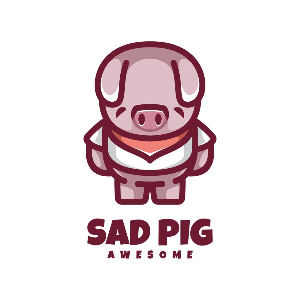 Illustration vector graphic of Sad Pig, good for logo design