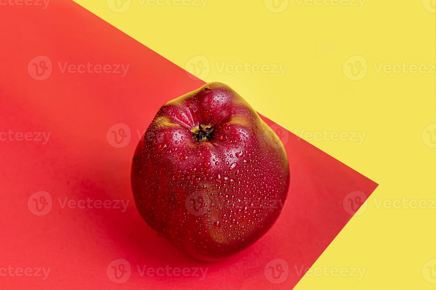 Red apples on a colored background. Selective focus. Harvesting. Healthy food. photo