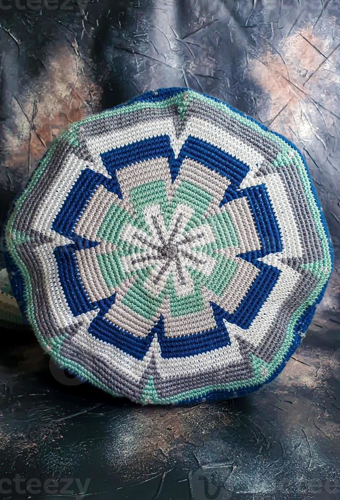 Handmade bags. Knitted from colored threads. Volumetric and comfortable to wear with a long handle. photo