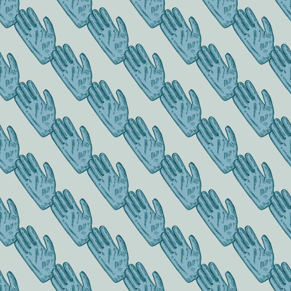 Football glove sketch seamless pattern. Vintage element of goalkeeper in hand drawn style. vector
