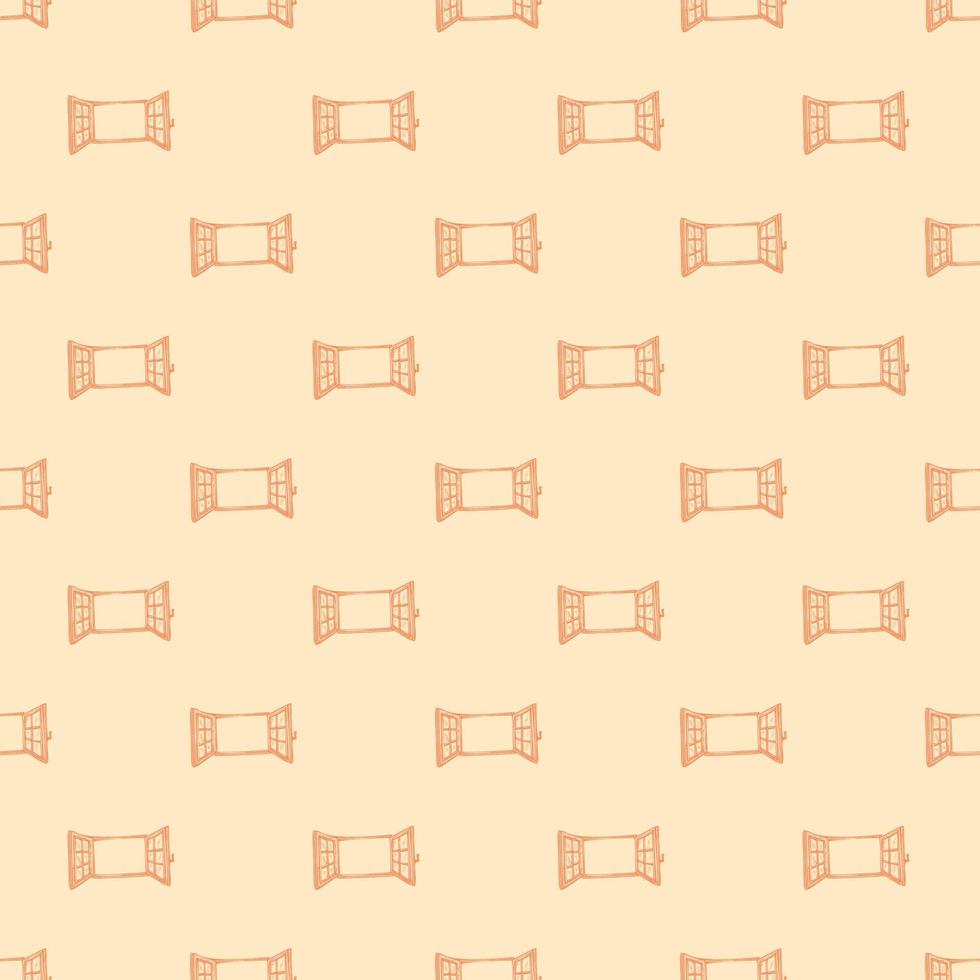 Windows engraved seamless pattern. Retro frame glass window hand drawn style. vector