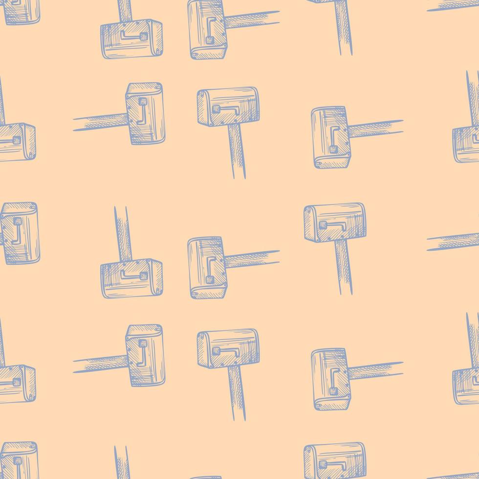 Mailbox engraved seamless pattern. Vintage letterbox in hand drawn style. vector