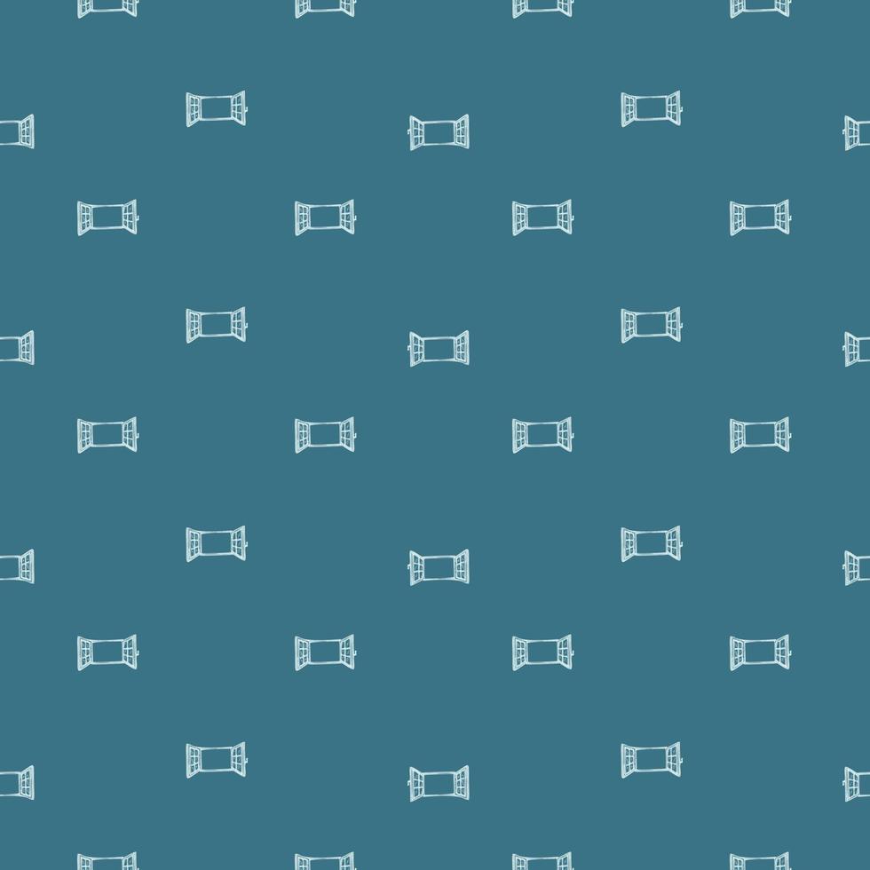 Windows engraved seamless pattern. Retro frame glass window hand drawn style. vector
