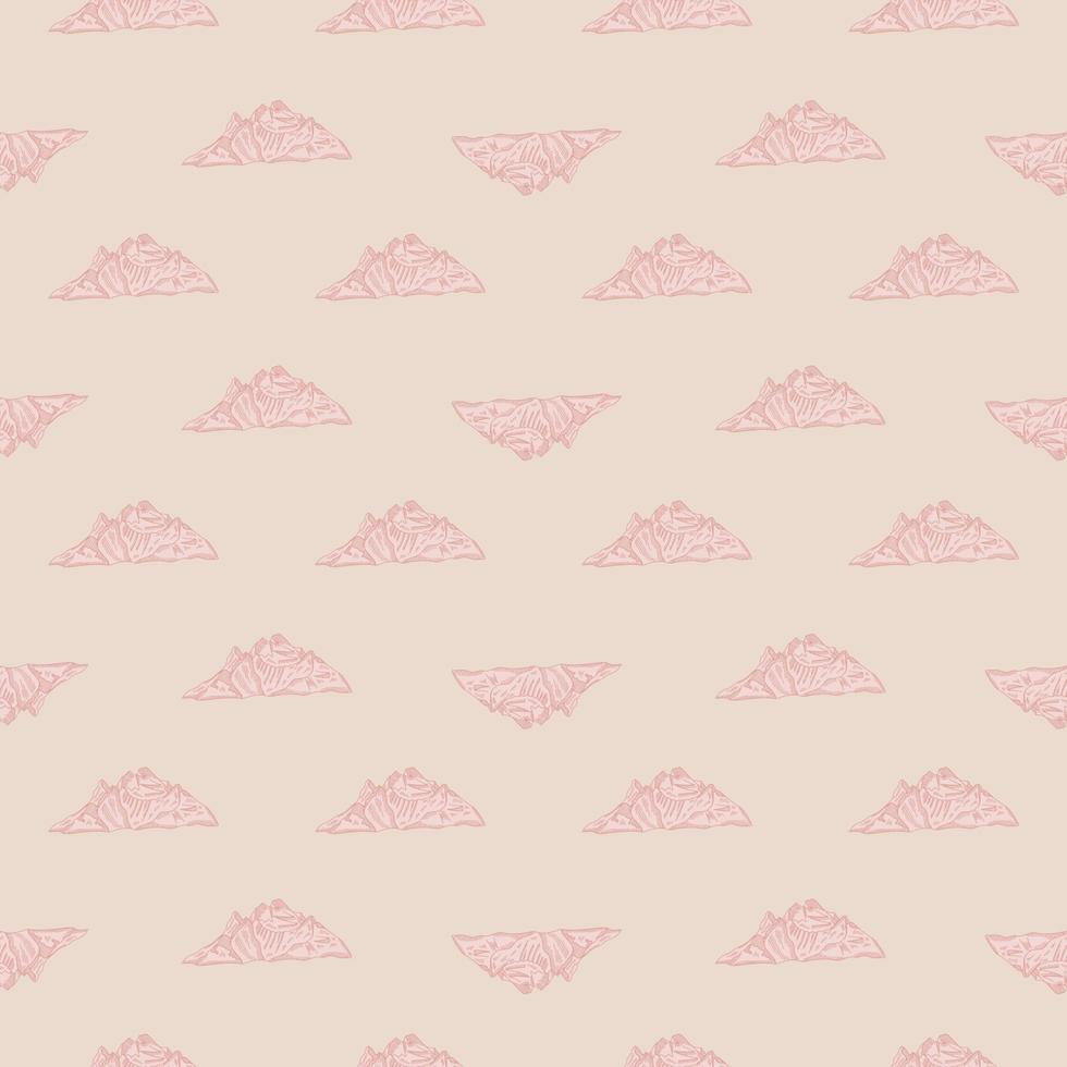 Mountain peak engraved seamless pattern. Vintage background rock landscape in hand drawn style. vector