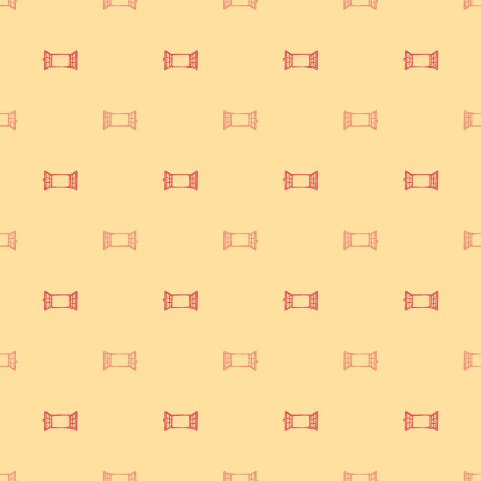 Windows engraved seamless pattern. Retro frame glass window hand drawn style. vector