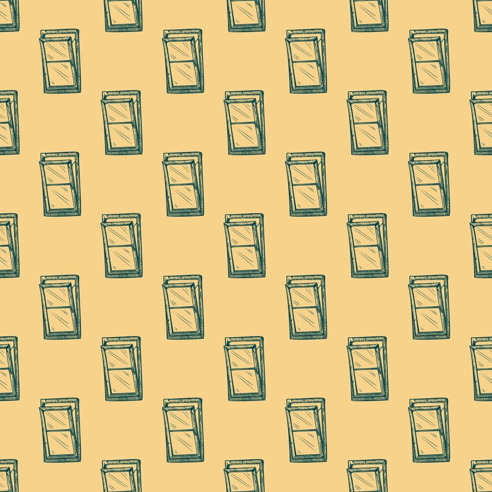 Windows lean forward engraved seamless pattern. Retro frame glass window hand drawn style. vector