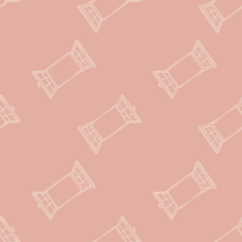 Windows engraved seamless pattern. Retro frame glass window hand drawn style. vector