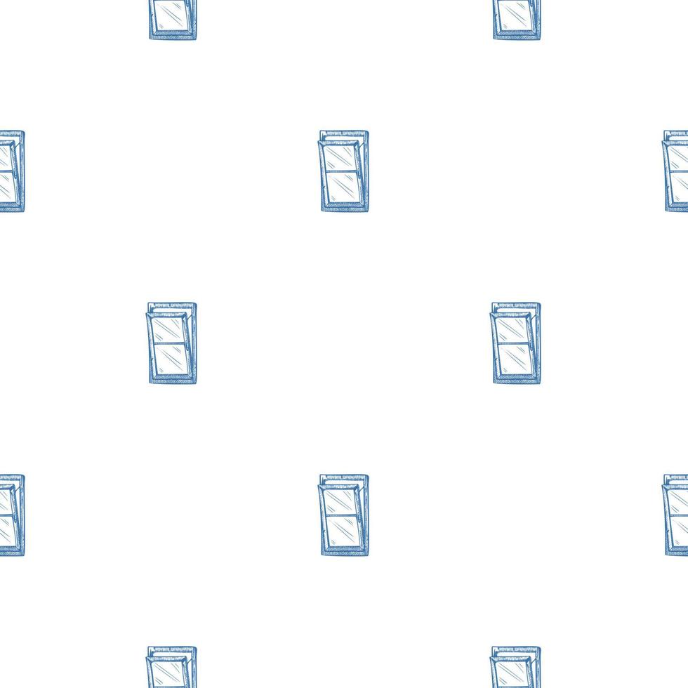 Windows lean forward engraved seamless pattern. Retro frame glass window hand drawn style. vector