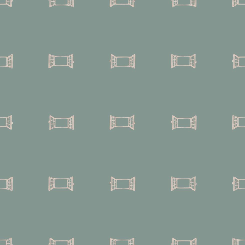 Windows engraved seamless pattern. Retro frame glass window hand drawn style. vector