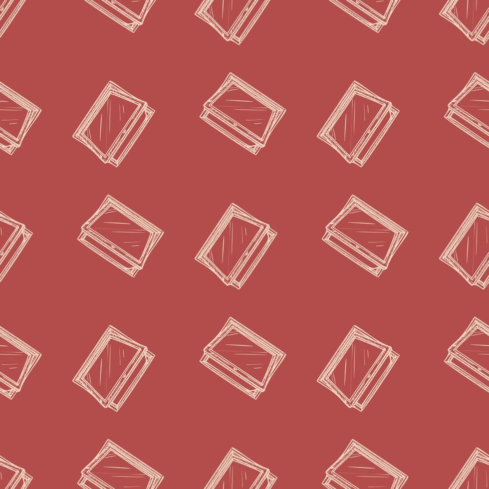 Opened window lean forward seamless pattern. Retro element inside wall in hand drawn style. vector