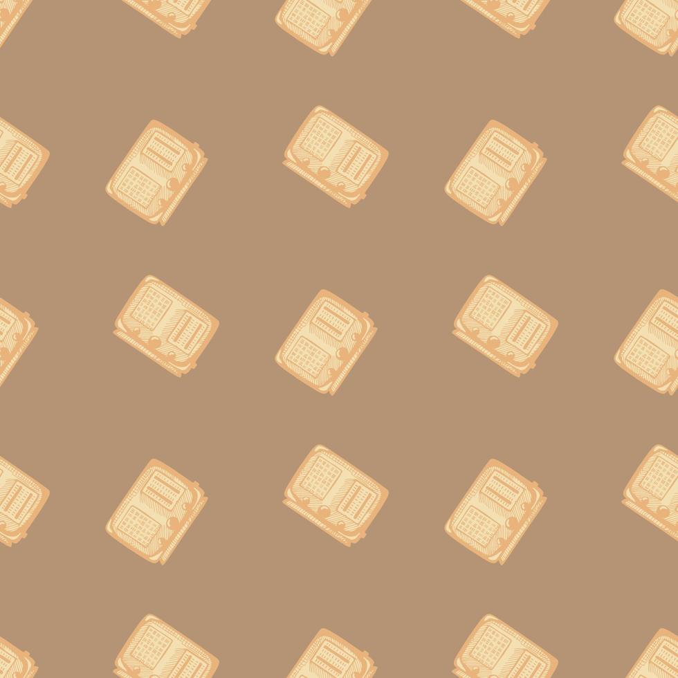 Retro radio engraved seamless pattern. Vintage media equipment in hand drawn style. vector