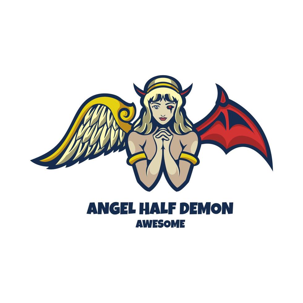 gráfico vectorial ilustrativo de ángel medio demonio, bueno para el diseño de logotipos vector