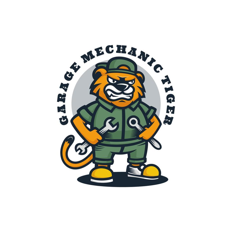 gráfico vectorial ilustrativo del tigre mecánico de garaje, bueno para el diseño del logotipo vector