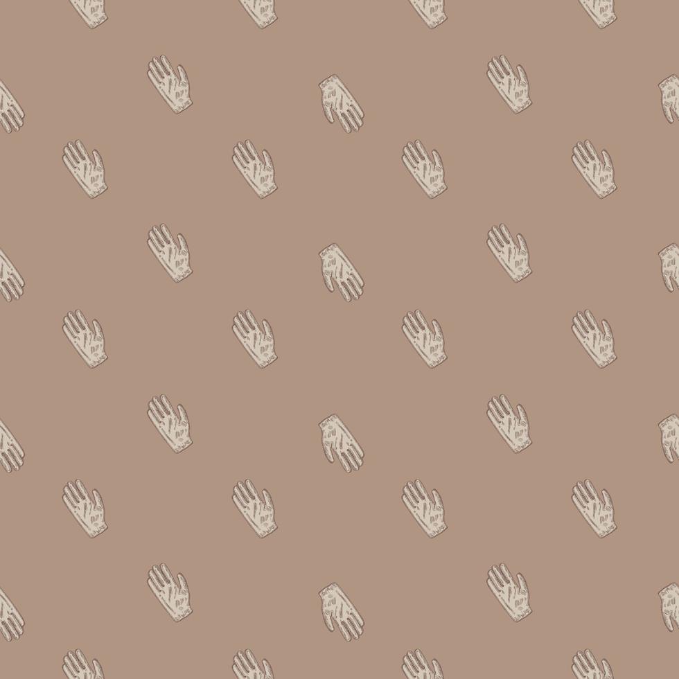 Football glove sketch seamless pattern. Vintage element of goalkeeper in hand drawn style. vector