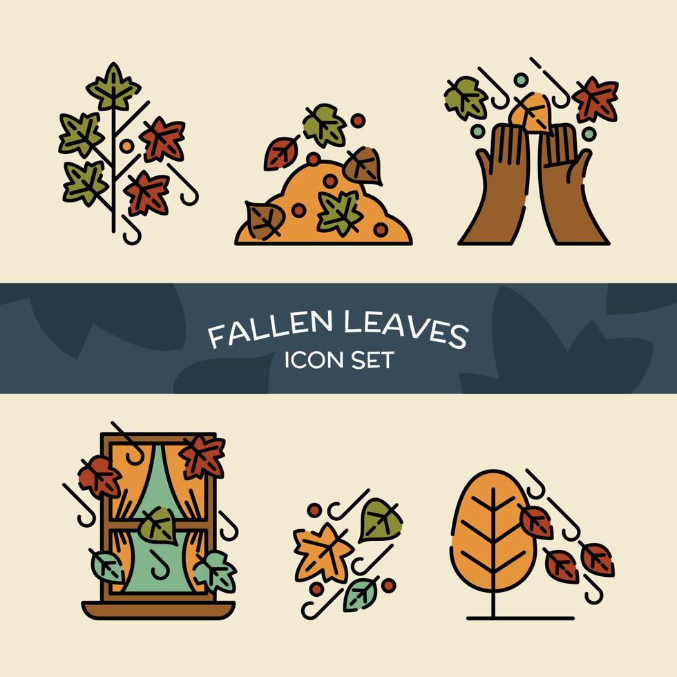 Fallen Leaves Icon Set vector
