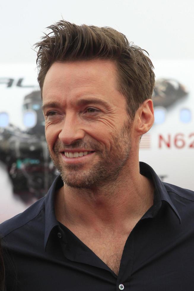 LOS ANGELES, SEPT 23 -  Hugh Jackman arrives as Virgin America unveils new DreamWorks  Reel Steel  plane at LAX Airport on September 23, 2011 in Los Angeles, CA photo