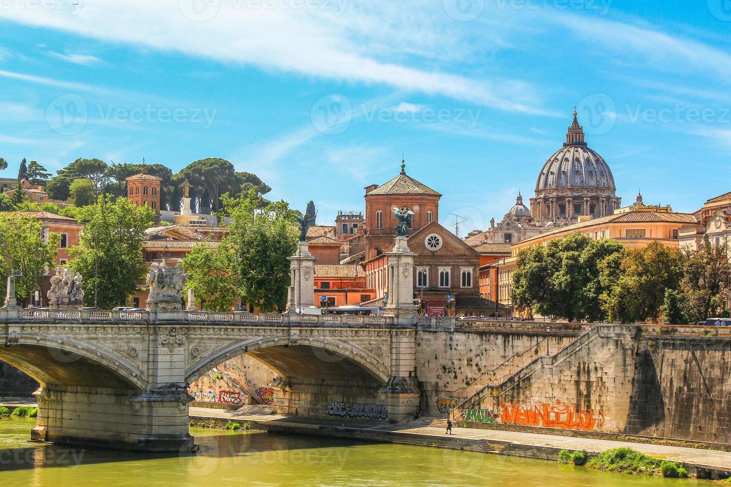 Cityscape of Rome with Tiber river nearby Vatican city, Rome, Italy, Campania region photo