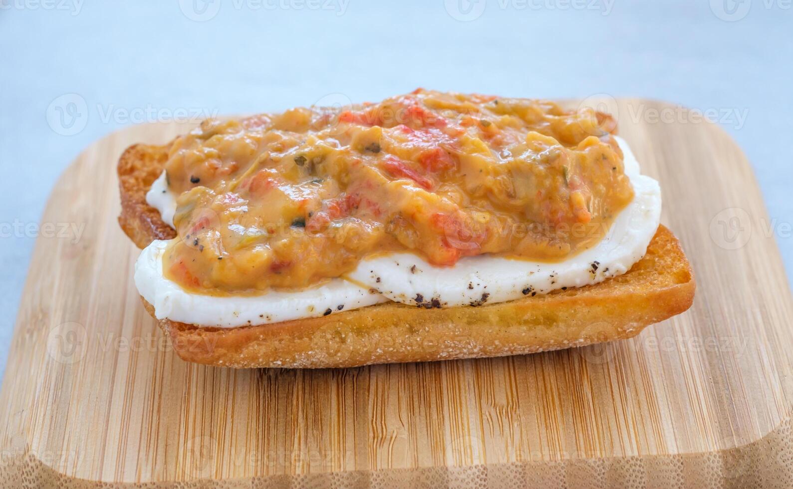 Grilled eggplant mozzarella bruschetta 9233282 Stock Photo at Vecteezy