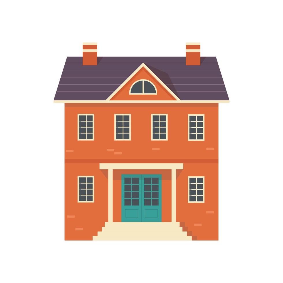 Facade of the two story building, city house vector Illustration