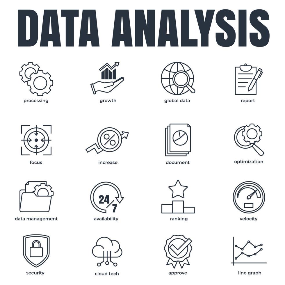 Set of Data analysis icon logo vector illustration. Data Analysis pack symbol template for graphic and web design collection