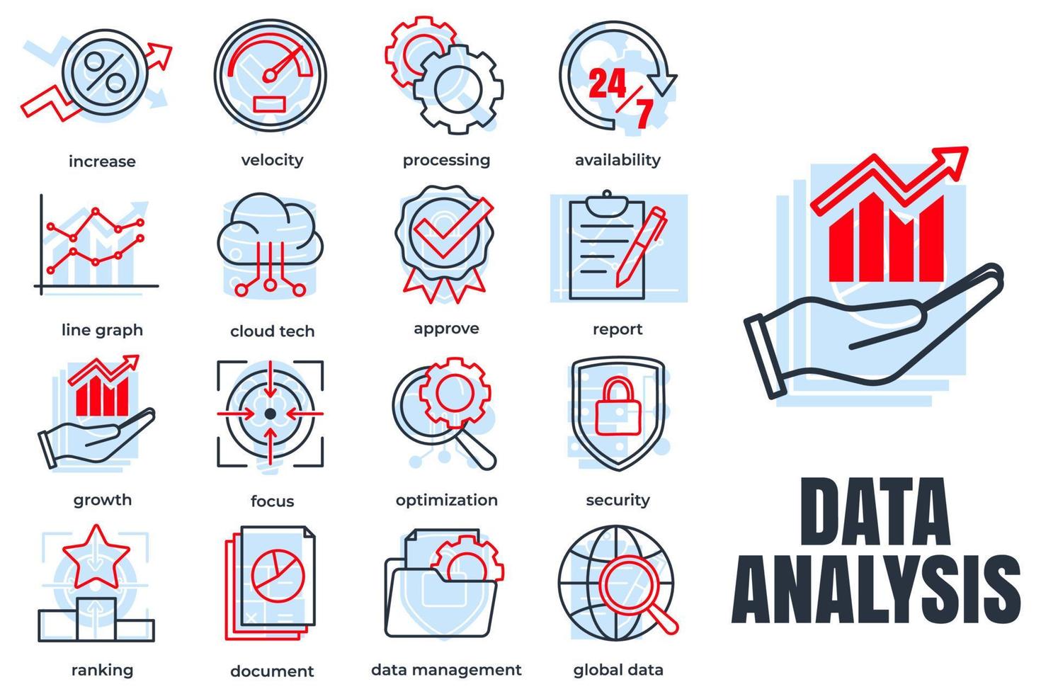 Set of Data analysis icon logo vector illustration. Data Analysis pack symbol template for graphic and web design collection
