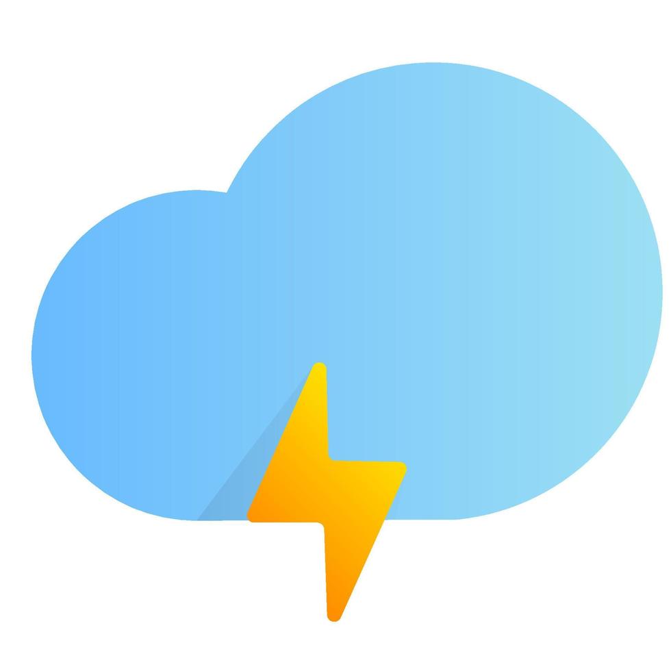 nube de trueno con icono plano vector