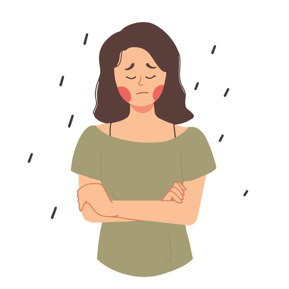 mujer con ilustración de cara triste vector