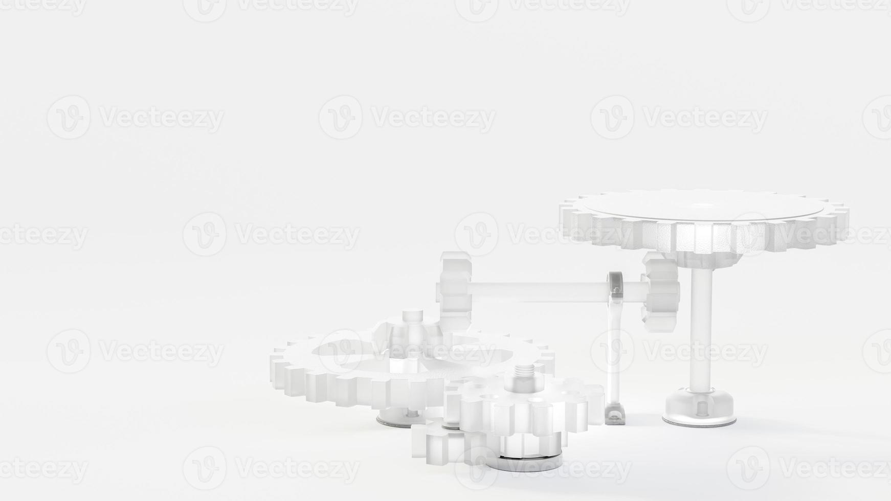 Minimal concept. White gear. on white background. Concept, Idea drive and development. photo
